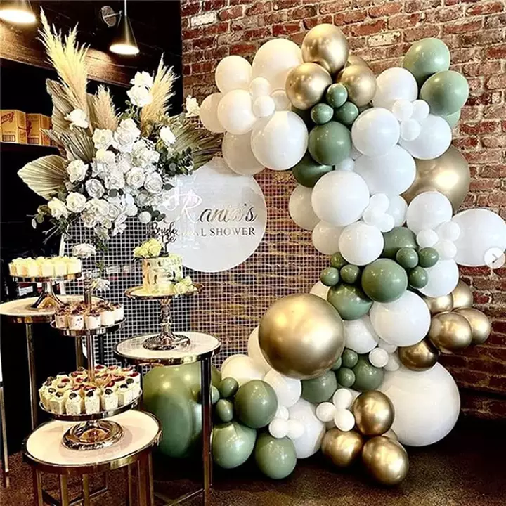 diy sage green white gold metallic matte balloon arch garland ballons kit for anniversary holiday ballons Party Decoration