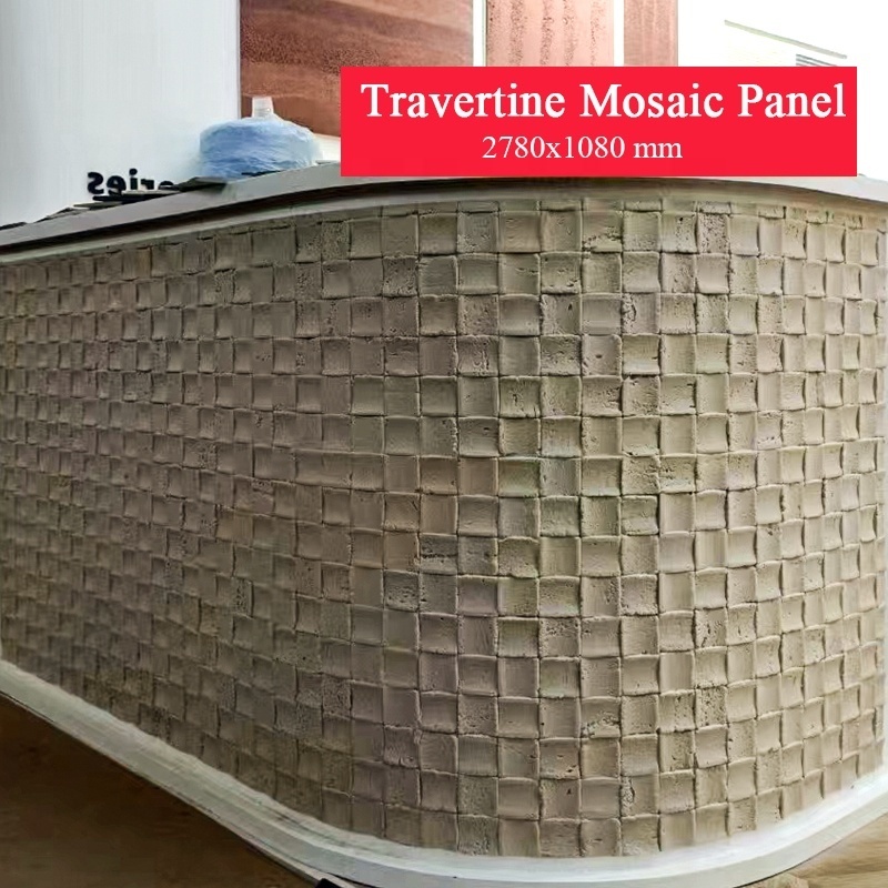 MCM travertine mosaic stone panel big size mosaics board modified clay ceramic tiles for interior wall cladding