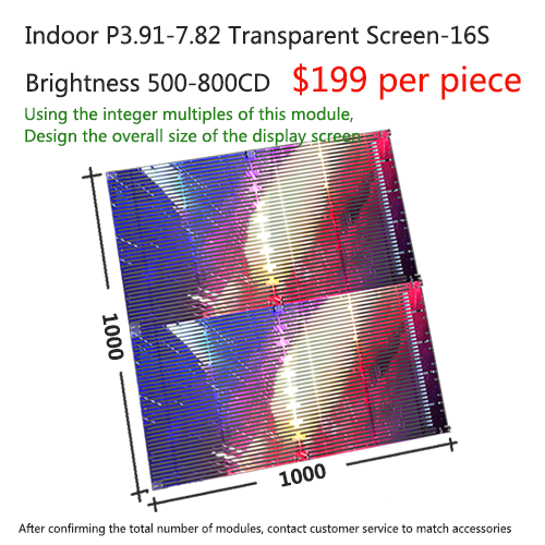 P3.91-7.82 Transparent LED Film Screen Indoor Window Display Translucent Flexible Crystal Film Display Digital Signage