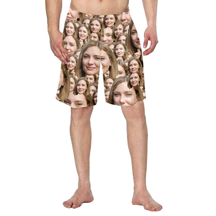 Dropship Custom printed face 100% men sweat beach volleyball  shorts sexy summer