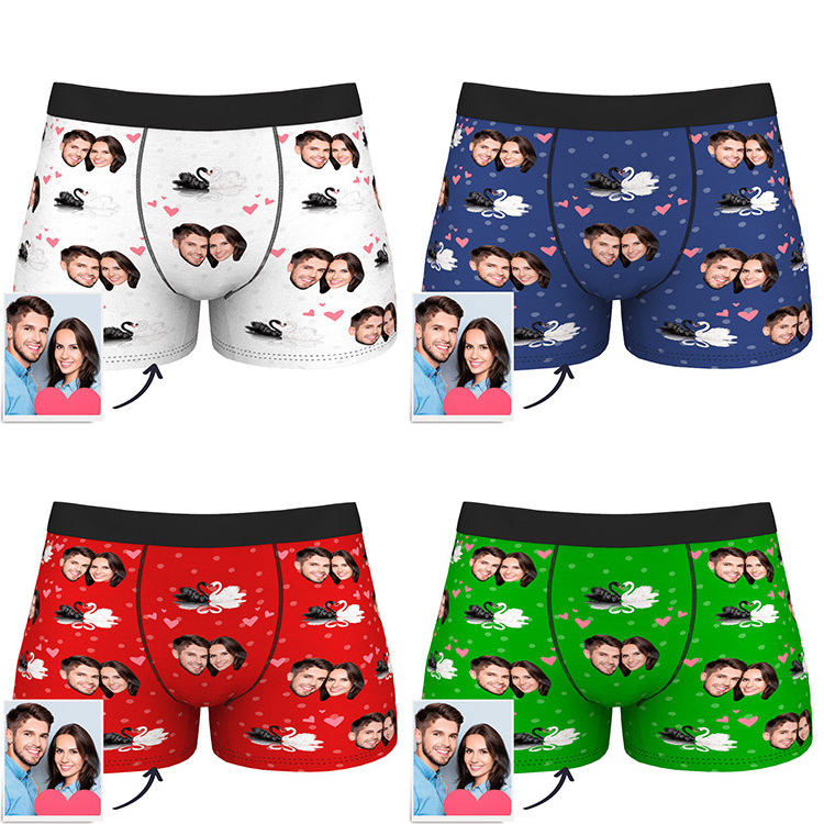 Dropship Custom printed face Manufacture custom designers men under wear plus size mens boxer shorts panties underwear