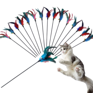 Cat Wand Toy Feather Stick , Interactive Cat Toy for Indoor Cats Sustainable Smart Ball for Cats Tiny Plastic Cats Long Rods