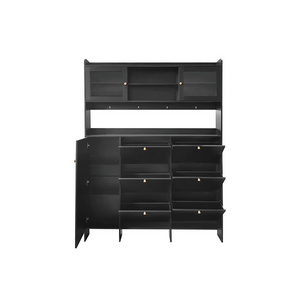 High Quality Multi-functional Minimalist Wooden Black Living Room Furniture With Flip Drawers Shoe Cabinet for Livingroom