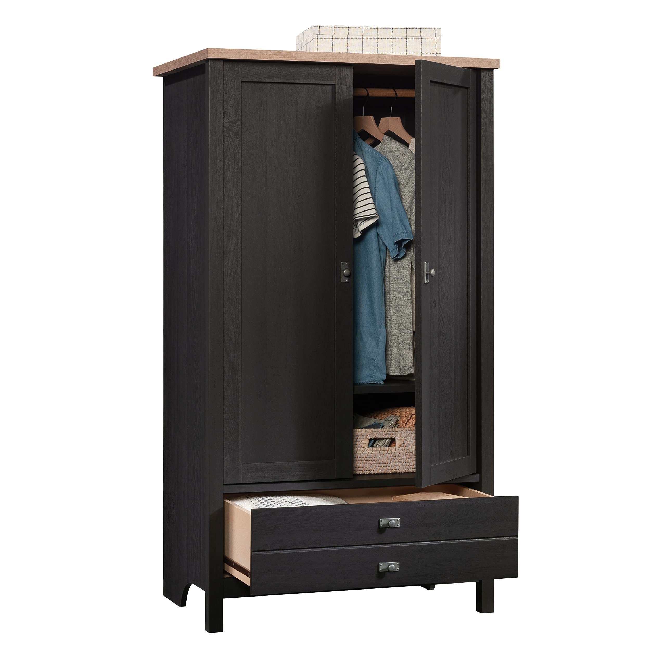 Assemble wooden furniture bedroom custom minimalist black wardrobe closets with drawers