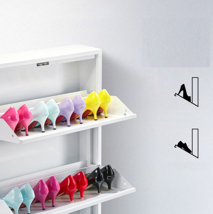 Wall Hidden Shoe Cabinet with 2 Drawers for Entryway Freestanding Shoe Rack Narrow Shoe Organizer with 3 Flip-Drawers