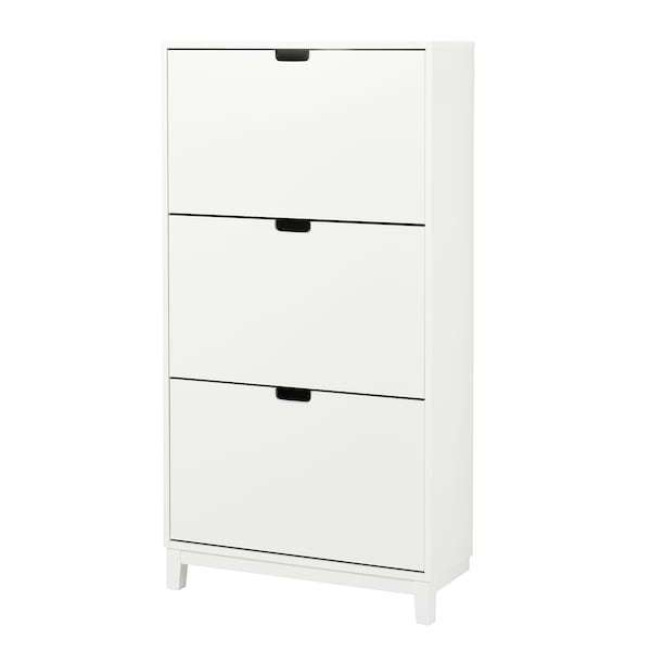 White Slim Shoe Cabinet with 2 Flip Drawers Narrow Shoe Storage Cabinet 2 Tier Freestanding Shoe Organizer for Entryway