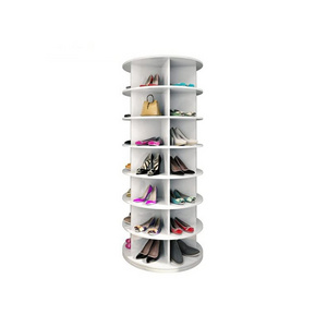 High Quality Modern Design Sample Storage Space Wooden Rotating Shoe Rack with Round Shelf  for Entryway Living Room Hallway