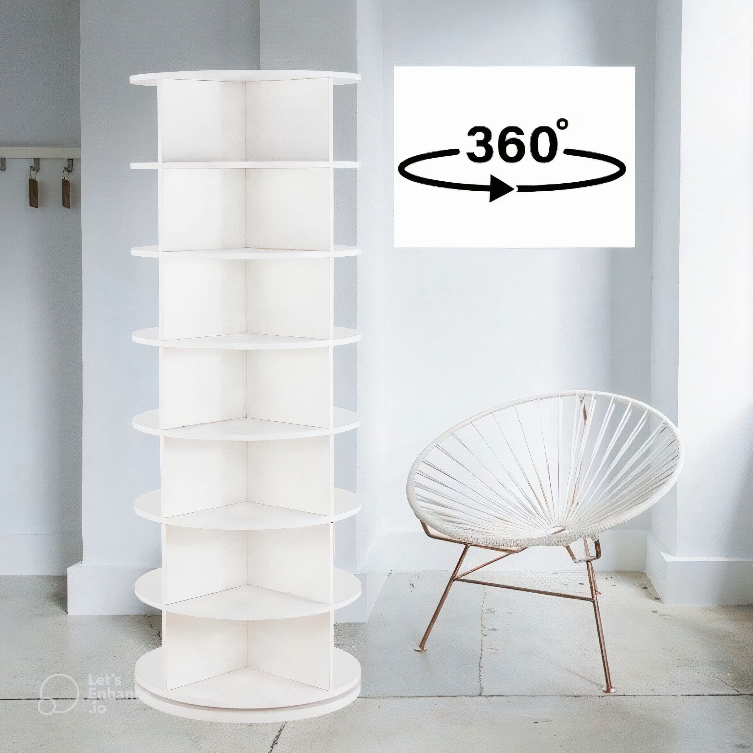 High Quality Modern Design Sample Storage Space Wooden Rotating Shoe Rack with Round Shelf  for Entryway Living Room Hallway