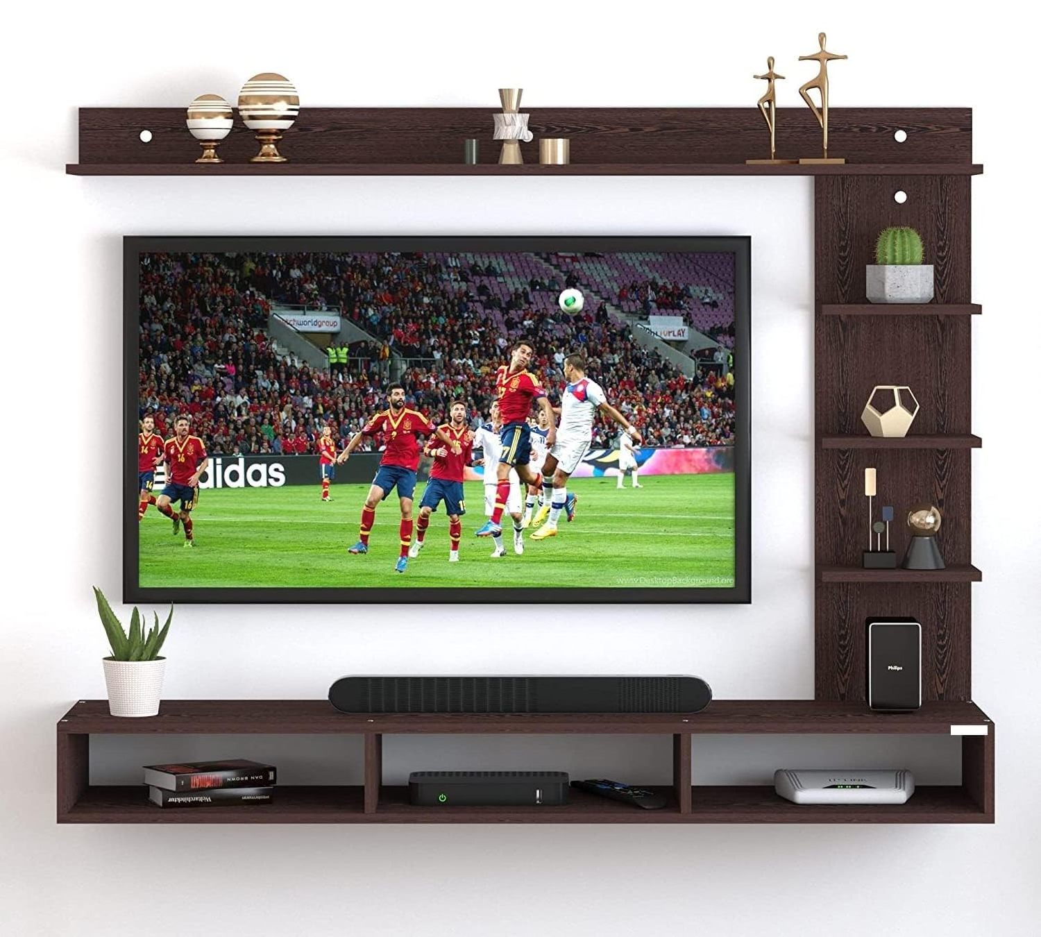 Wall Mounted TV Entertainment Unit Cabinet with Shelves Storage TV Cabinet Wall Hanging Set Top Box Wall Stand for Living room