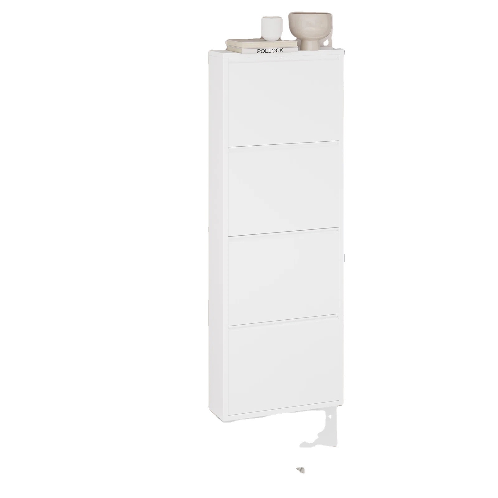 Ultra-modern Style Tall Shoe Cabinet Wall-mounted Design with Four Tiers of Racks for Living Room Entryway or Bedroom