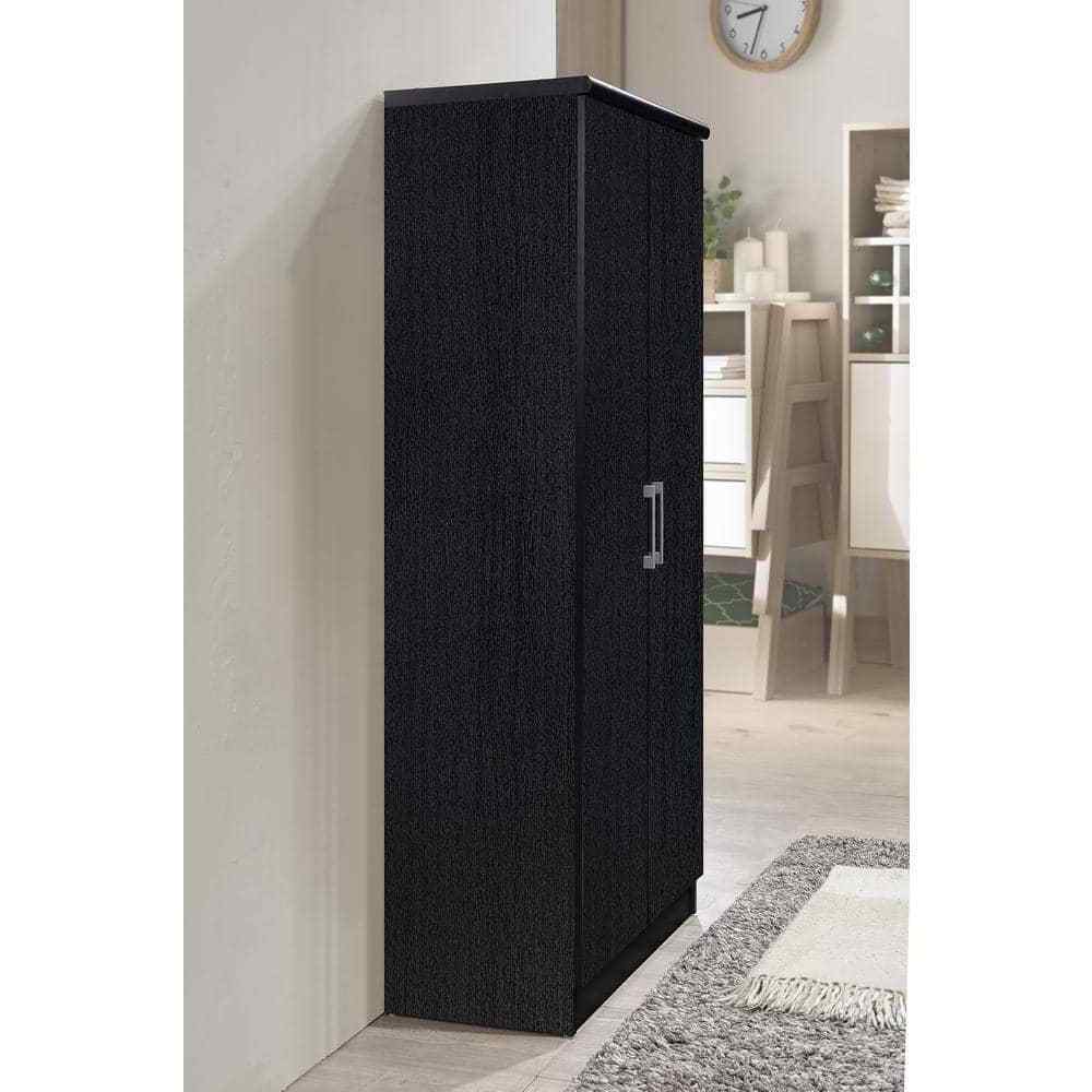 Wooden mid-century design furniture  cabinet wardrobe with 2 doors black white Armoire with Shelves for bedroom