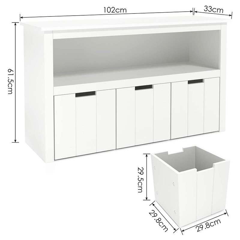 Custom Baby Room Popular MDF White Painted Big Large Wood Children Kids Storage Toys storage boxes bins