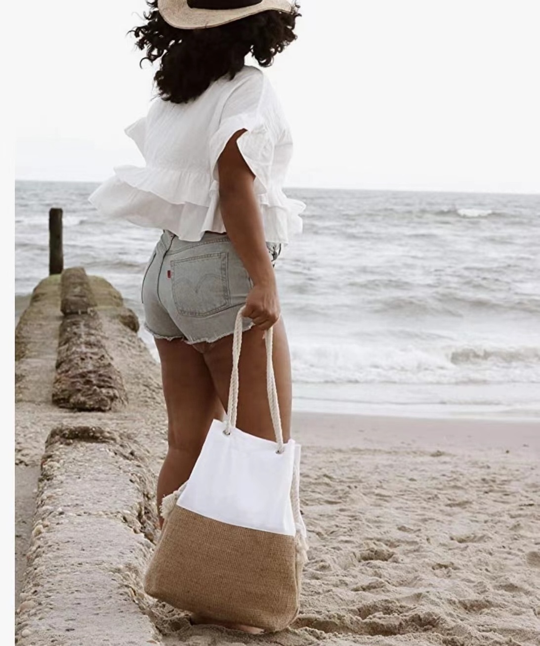 Cotton and Jute Beach Tote bags wholesale