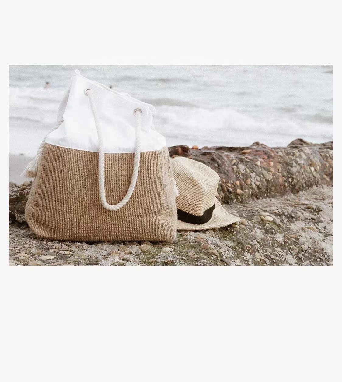 Cotton and Jute Beach Tote bags wholesale