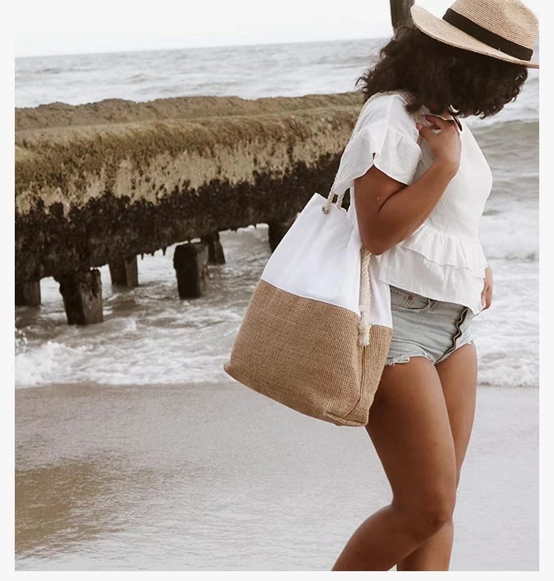 Cotton and Jute Beach Tote bags wholesale