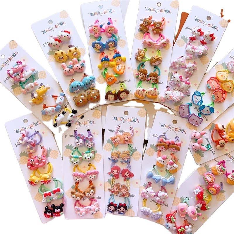 Girl Accessories Kids Korean Sweet And Lovely Hair Ties For Kids Set Animal Thumb Scrunchie Elastic Hair Ties For Kids