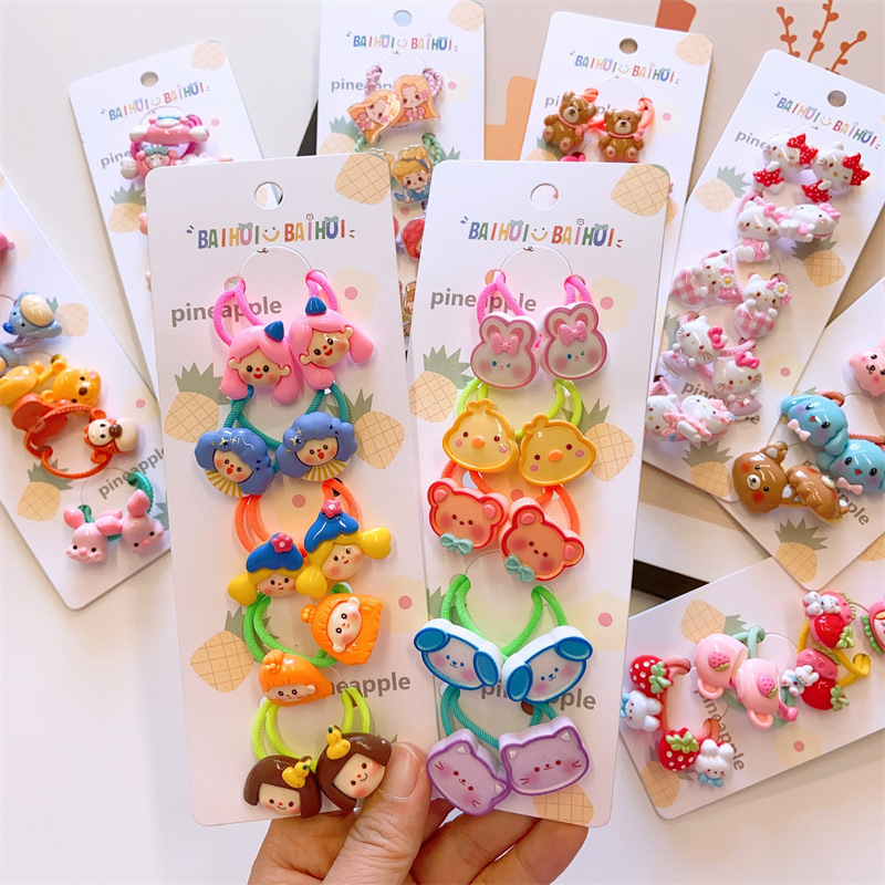 Girl Accessories Kids Korean Sweet And Lovely Hair Ties For Kids Set Animal Thumb Scrunchie Elastic Hair Ties For Kids