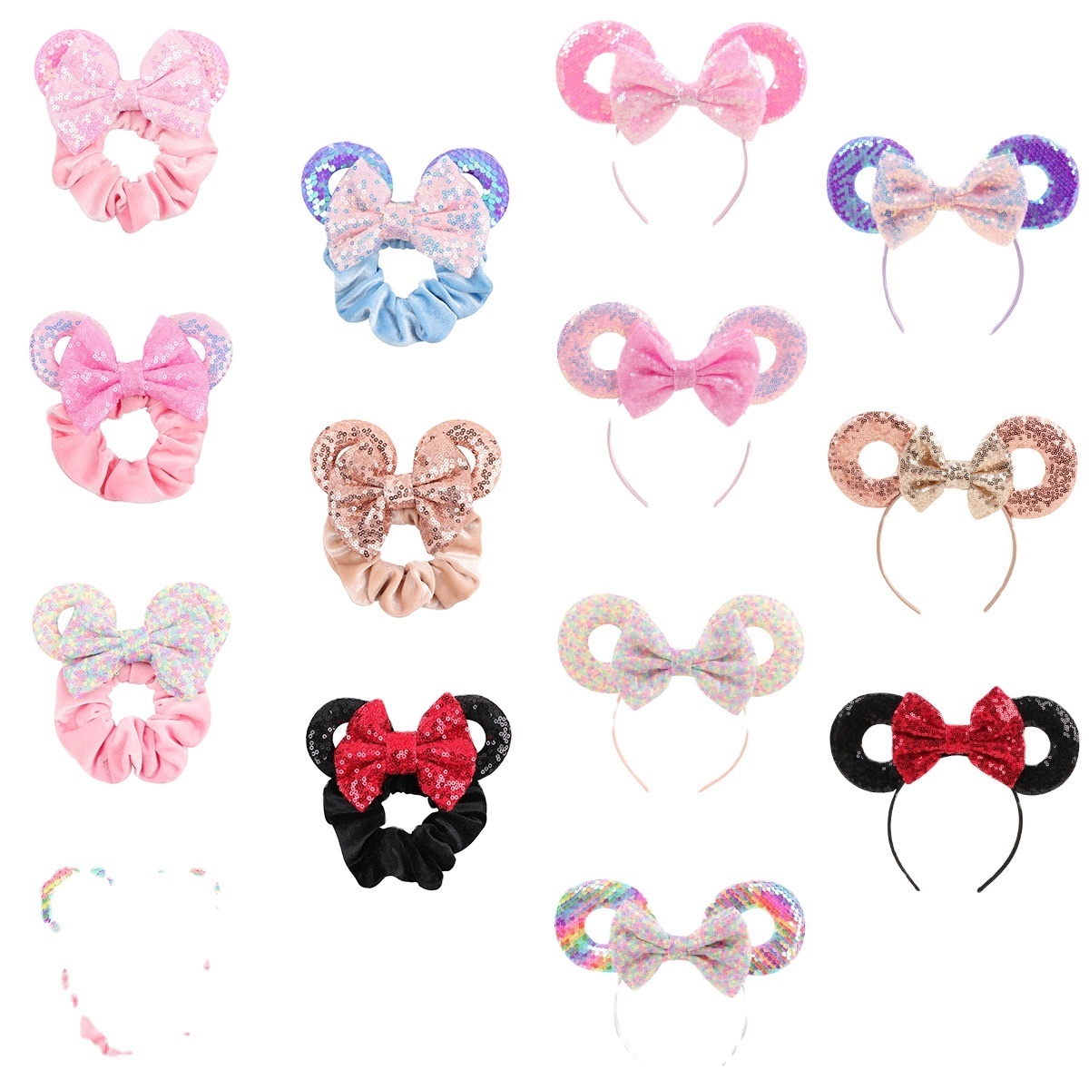 Aliexpress Hot Selling Hair Accessories for Kids Handmade Doughnut Headbands Knotted Headbands Mickey's Ear Bow Decoration