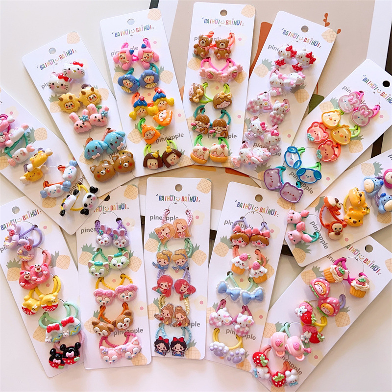 Girl Accessories Kids Korean Sweet And Lovely Hair Ties For Kids Set Animal Thumb Scrunchie Elastic Hair Ties For Kids