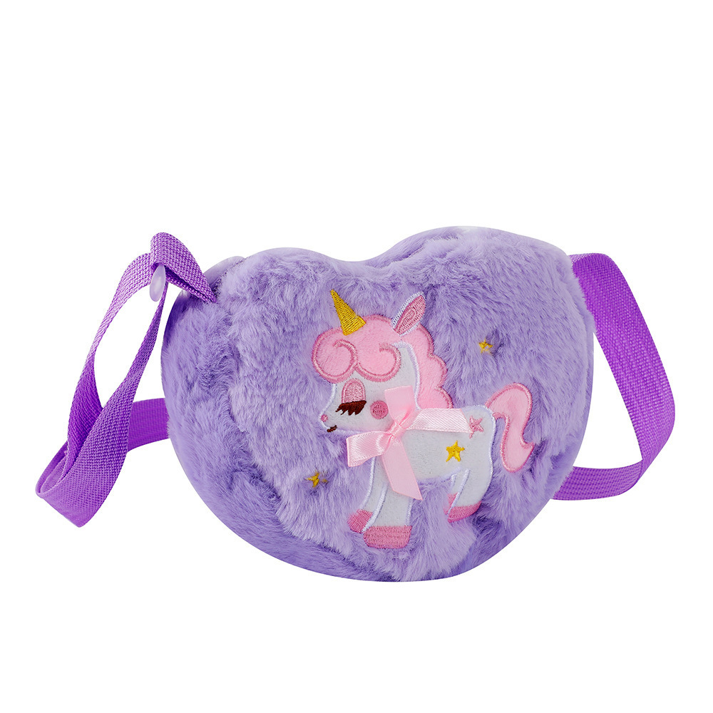 Trending Kids Unicorn Sling Shoulder Bag Cartoon Animal Printing Kids Purse Mini Handbags Heart Shape Crossbody Bags