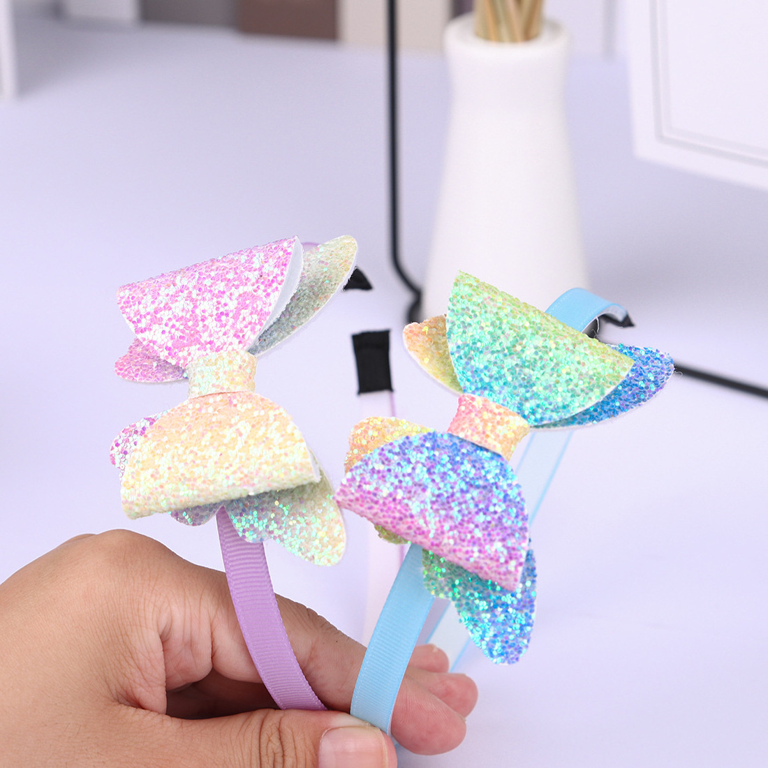 Hair Accessories For Kids Kids Rainbow Headbands Wholesales Kids Jewelry Bow Hair band Bling Headbands For Girls