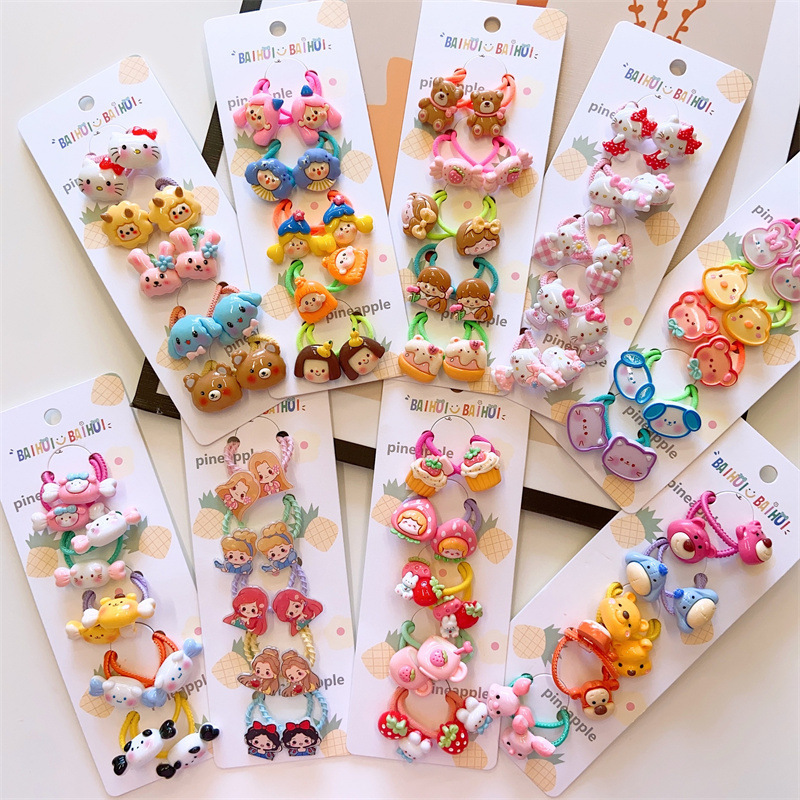 Girl Accessories Kids Korean Sweet And Lovely Hair Ties For Kids Set Animal Thumb Scrunchie Elastic Hair Ties For Kids