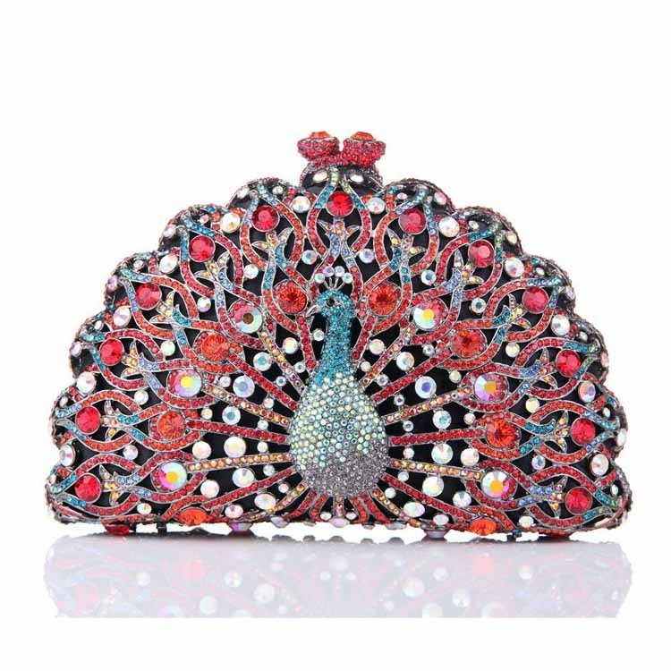 Hollow out rhinestone purse proud as a Peacock crystal bags evening clutch