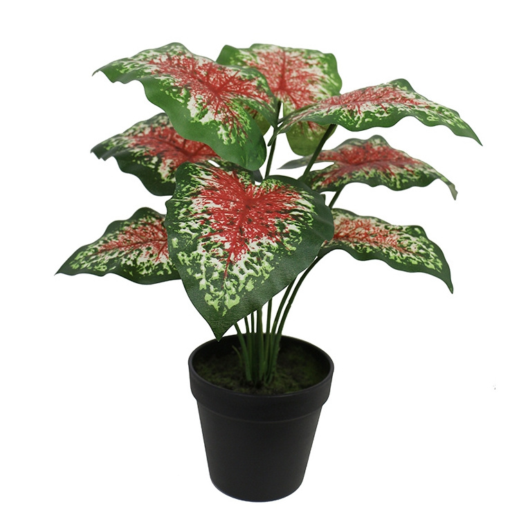 35cm artificial evergreen potted colocasia caladium bonsai for sale