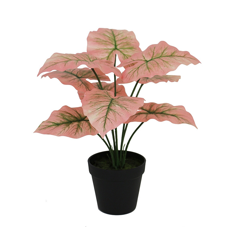 35cm artificial evergreen potted colocasia caladium bonsai for sale