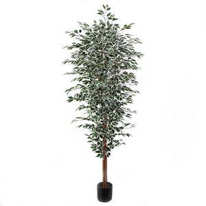 tall artificial ficus tree  225cm silk leaves large faux plant for garden decoration