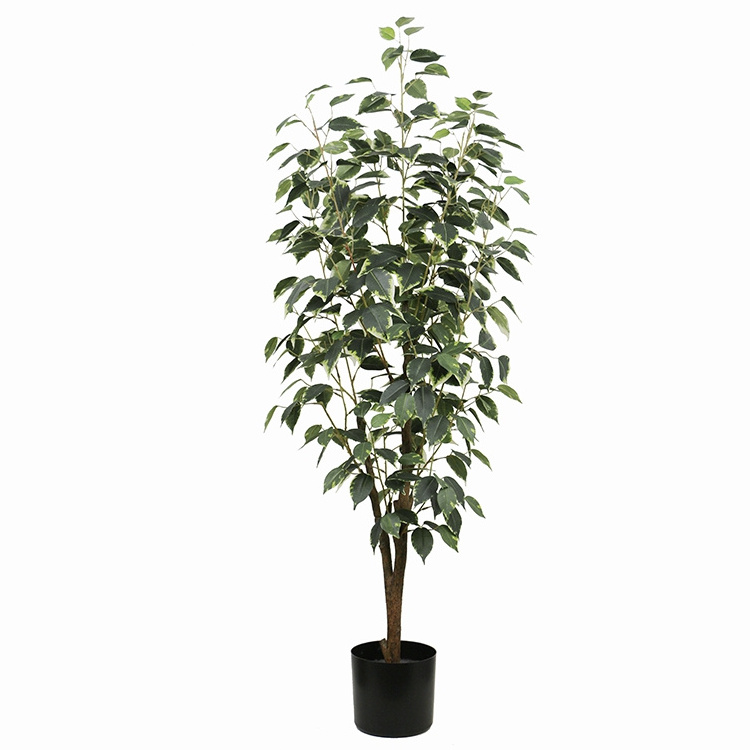 Decorative indoor stereoscopic branch leaves white edge fake banyan tree artificial plant