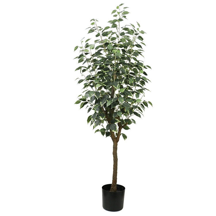 Decorative indoor stereoscopic branch leaves white edge fake banyan tree artificial plant