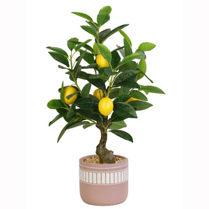 Best price potted plant artificial ornamental lemon tree with fruits bonsai for home decoration