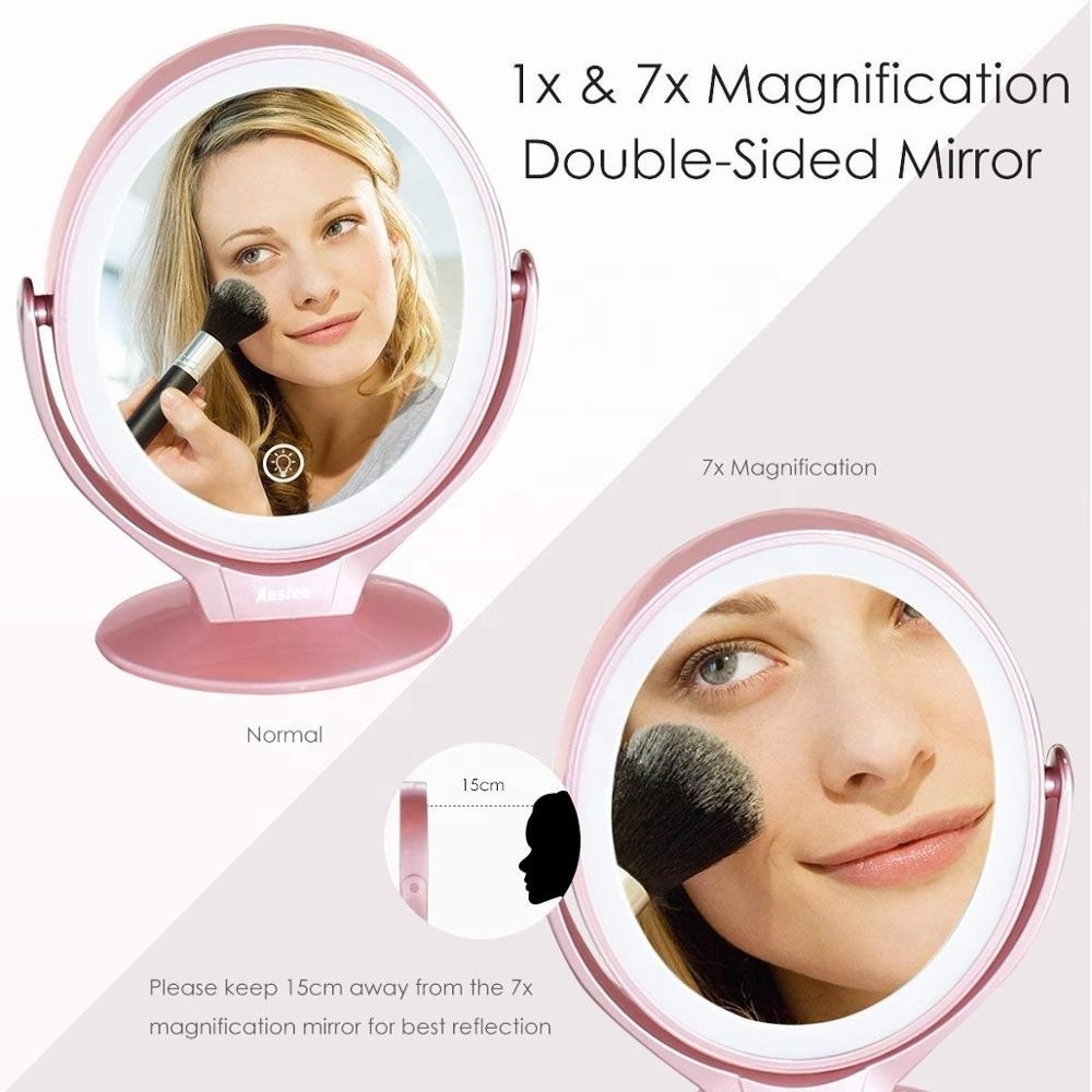 Best LED makeup mirror with led light for cosmetic 7x magnifying bling vanity mirror touch control smart mirror touch screen