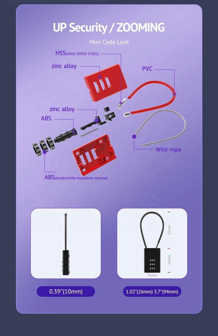 Zinc Alloy 3 Digit Combination safe Lock Luggage cable Lock Distribution Box Code Padlock for School Gym Cabinet