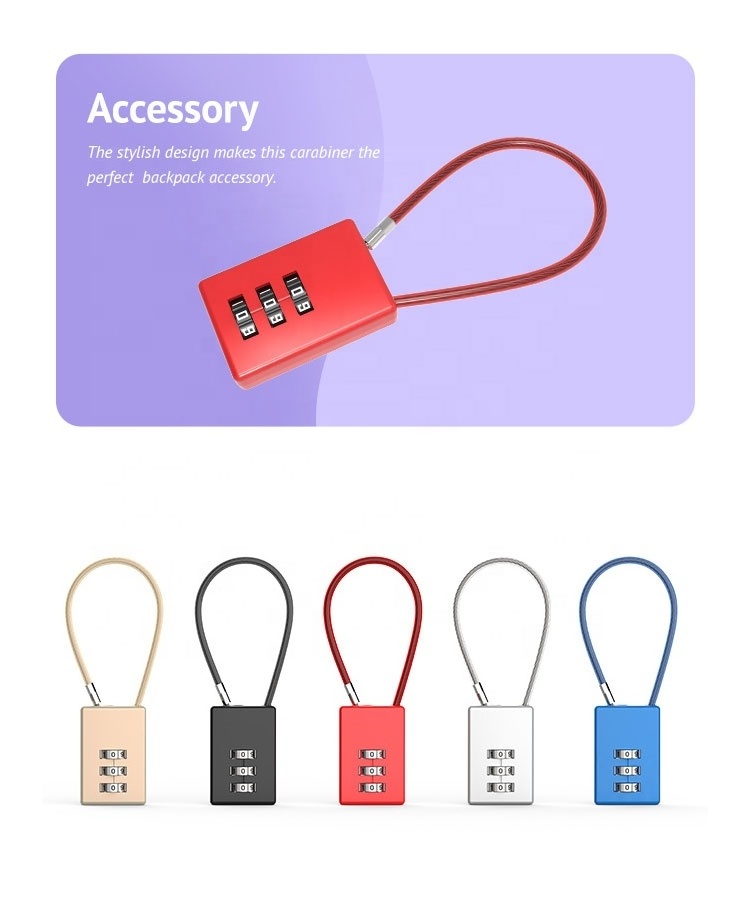 Zinc Alloy 3 Digit Combination safe Lock Luggage cable Lock Distribution Box Code Padlock for School Gym Cabinet