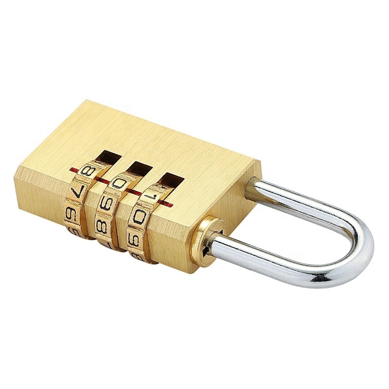 High quality competitive price mini solid security door lock brass padlock 3 digit pad lock copper combination lock