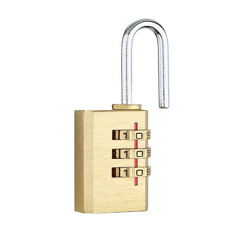 High quality competitive price mini solid security door lock brass padlock 3 digit pad lock copper combination lock