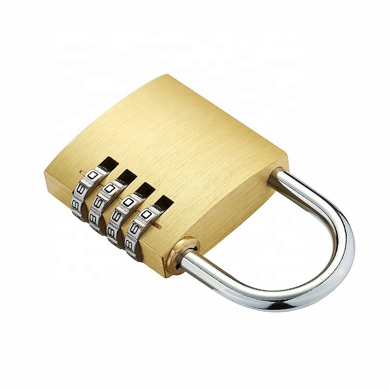 High quality competitive price 50mm solid brass padlock password gym luggage safe 4 dial combination locks for lockers