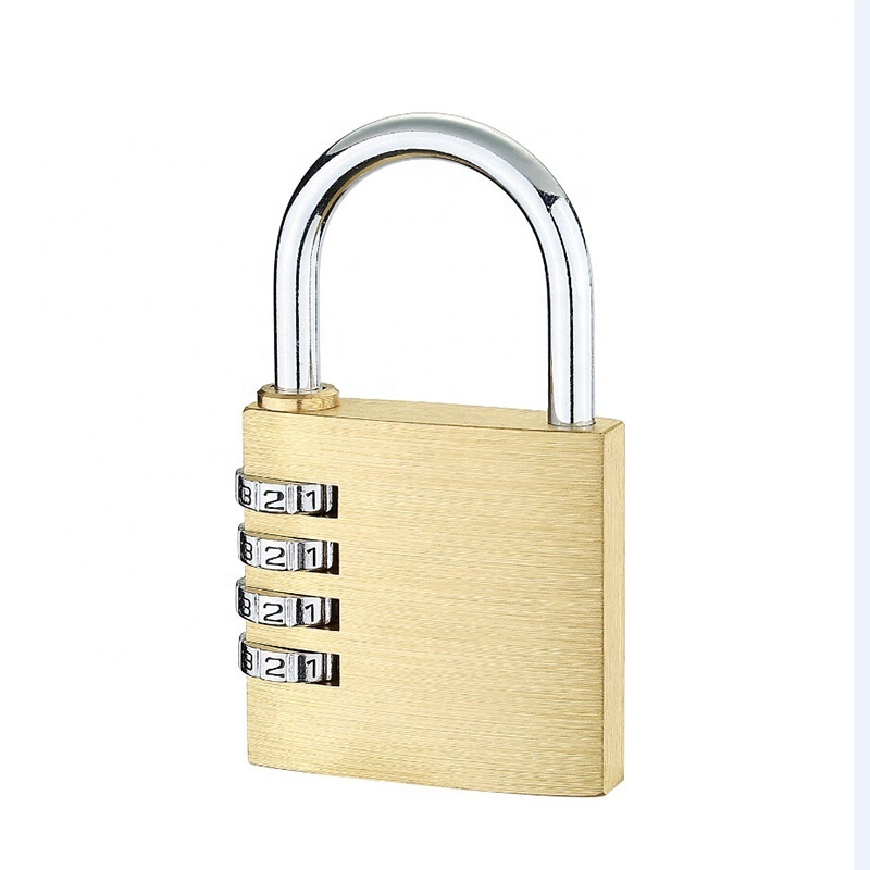 High quality competitive price 50mm solid brass padlock password gym luggage safe 4 dial combination locks for lockers