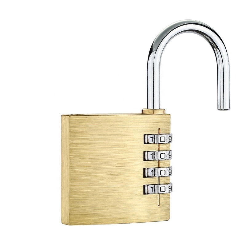 High quality competitive price 50mm solid brass padlock password gym luggage safe 4 dial combination locks for lockers