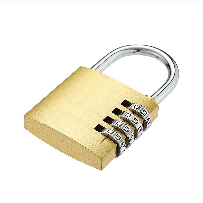 High quality competitive price 50mm solid brass padlock password gym luggage safe 4 dial combination locks for lockers