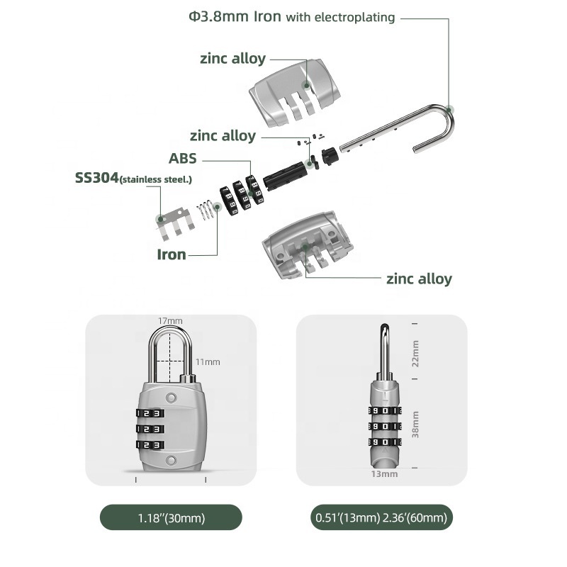 High Quality 3 Digit Cute small Combination Lock case for safe box Luggage Suitcase Locker Changeable Combination Padlock