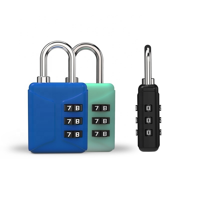 2023 New light weight cheap 3 Digits keyless mechanical combination zipper cabinet door lock for luggage security gym padlock