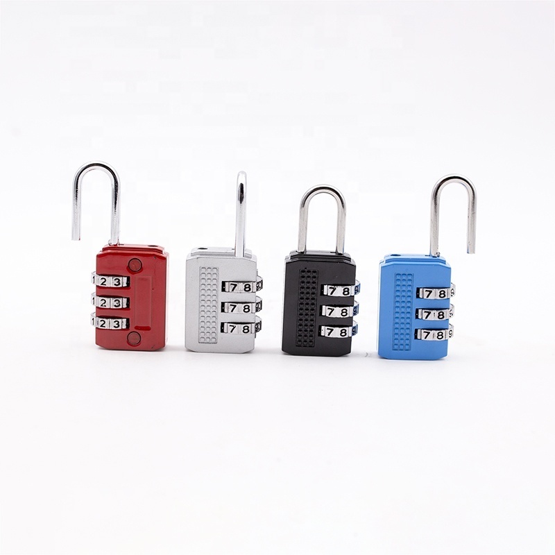 Promotion cheap small 3 digit luggage combination lock bag safety padlock zinc alloy cam lock safe pad lock China