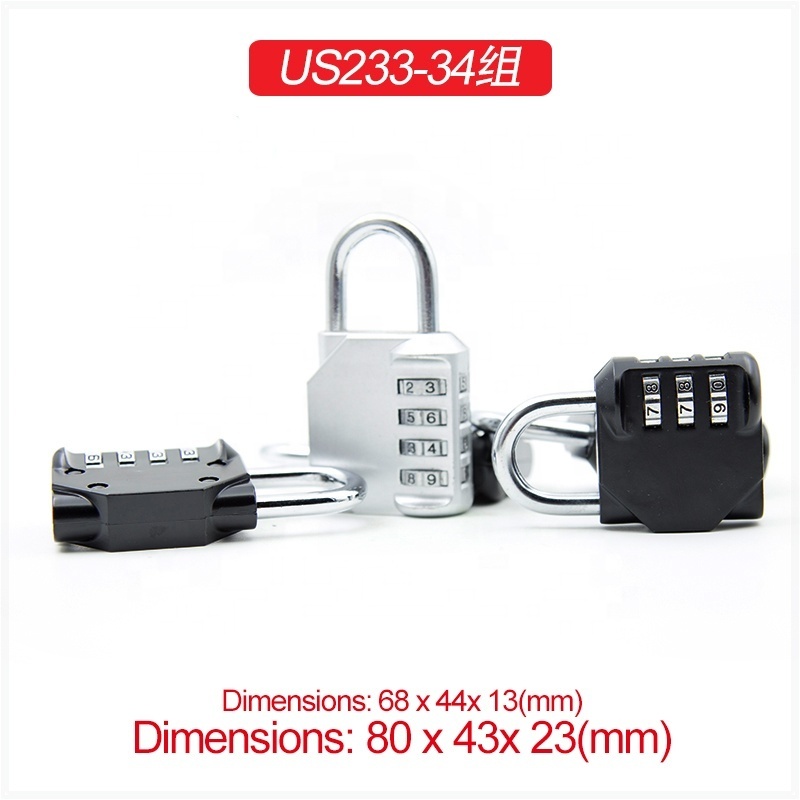 US234 Zinc Alloy Multi-role 4 digit Resettable code high security padlock keyless Combination lock  gym locker luggage lock