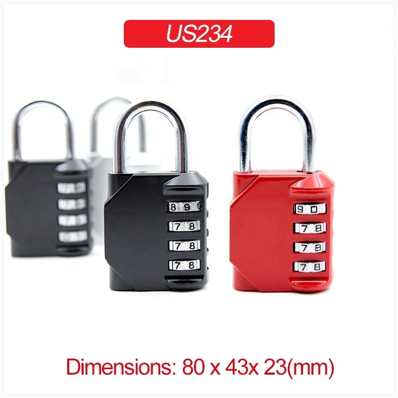 US234 Zinc Alloy Multi-role 4 digit Resettable code high security padlock keyless Combination lock  gym locker luggage lock