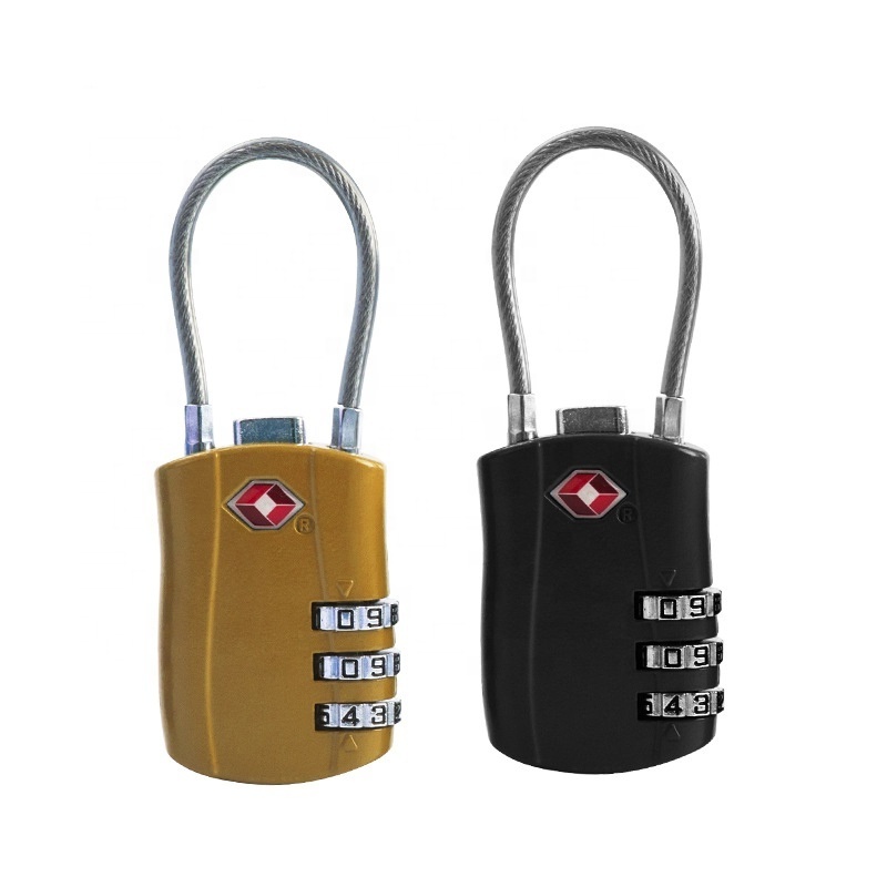 TSA Approved 3 digit cable padlock tsa lock for Travel Packaging Luggage Suitcase tsa barrel Locks for School Gym Baggage