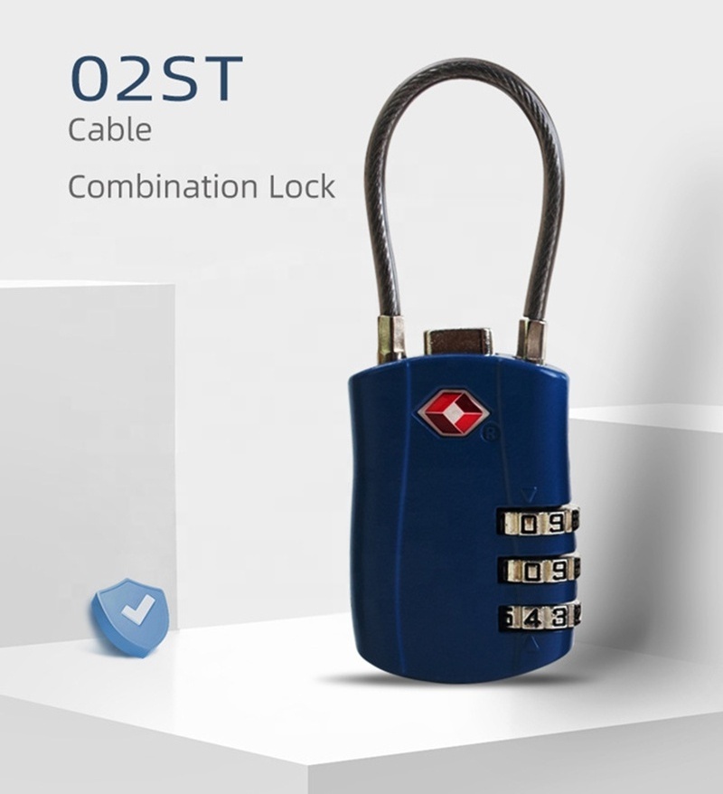 TSA Approved 3 digit cable padlock tsa lock for Travel Packaging Luggage Suitcase tsa barrel Locks for School Gym Baggage