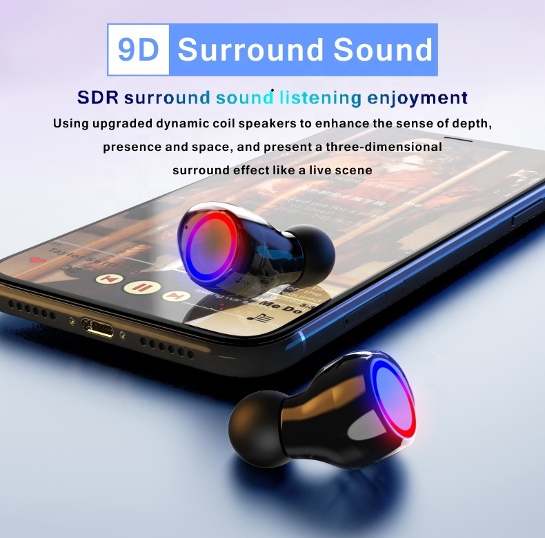 Wireless earbuds M12 TWS earphone headphone BT headset IPX7 Waterproof 9D Stereo ENC Headset headphones Wireless with Flashlight